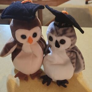 Graduation Owl Plush Set - Brown and Gray